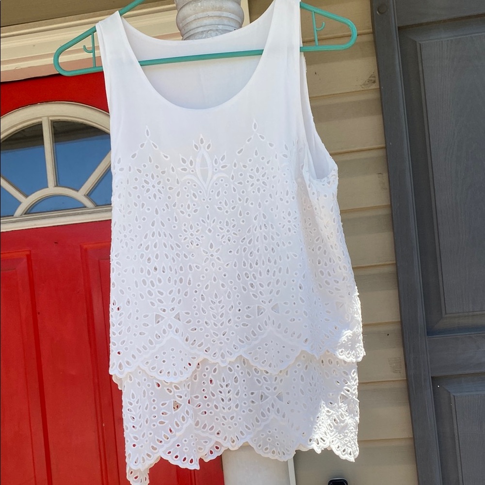 White Eyelet Sleeveless Top
